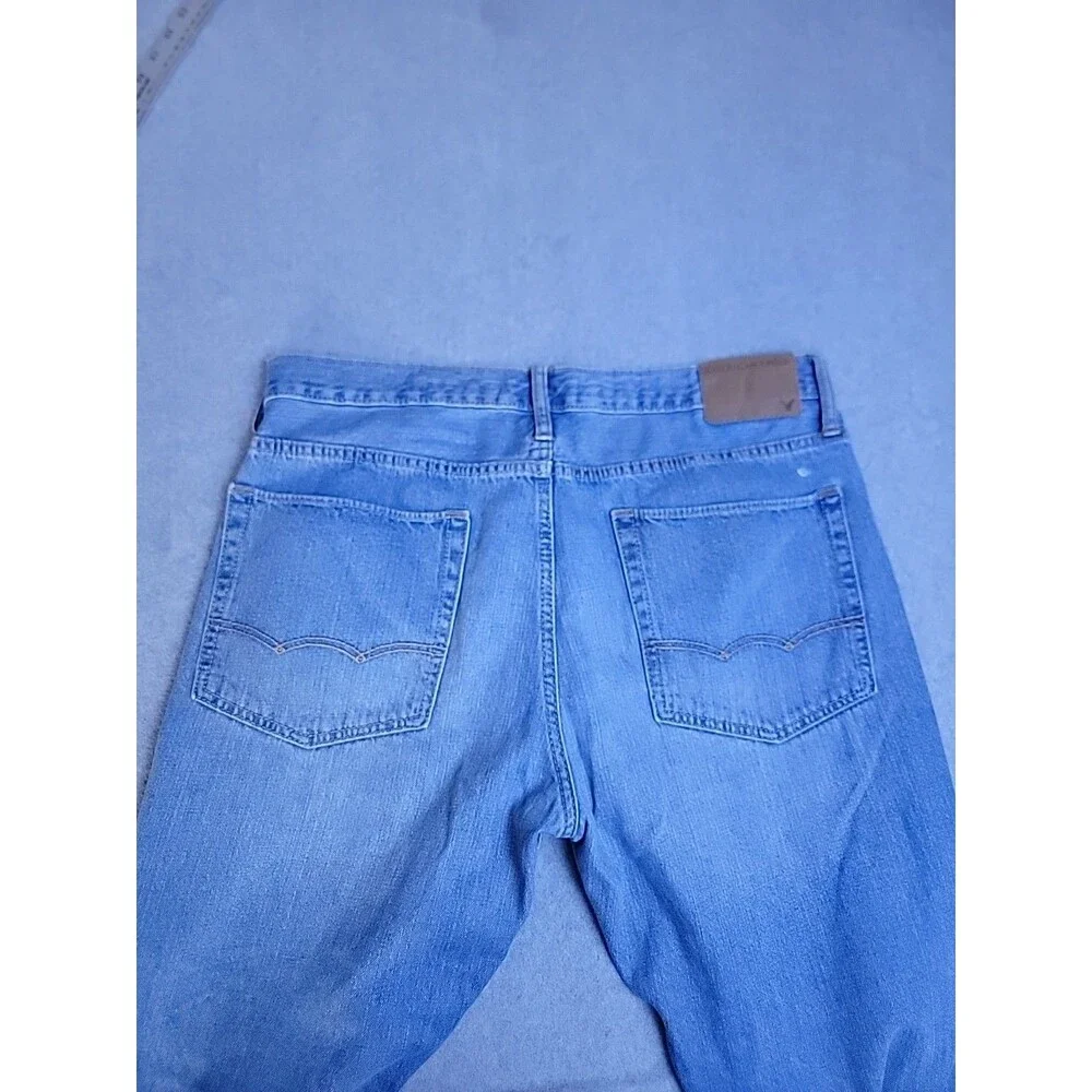 American Eagle Jeans Mens‎ 34x34 (36x33) Baggy Straight Blue Distressed Mid Rise
